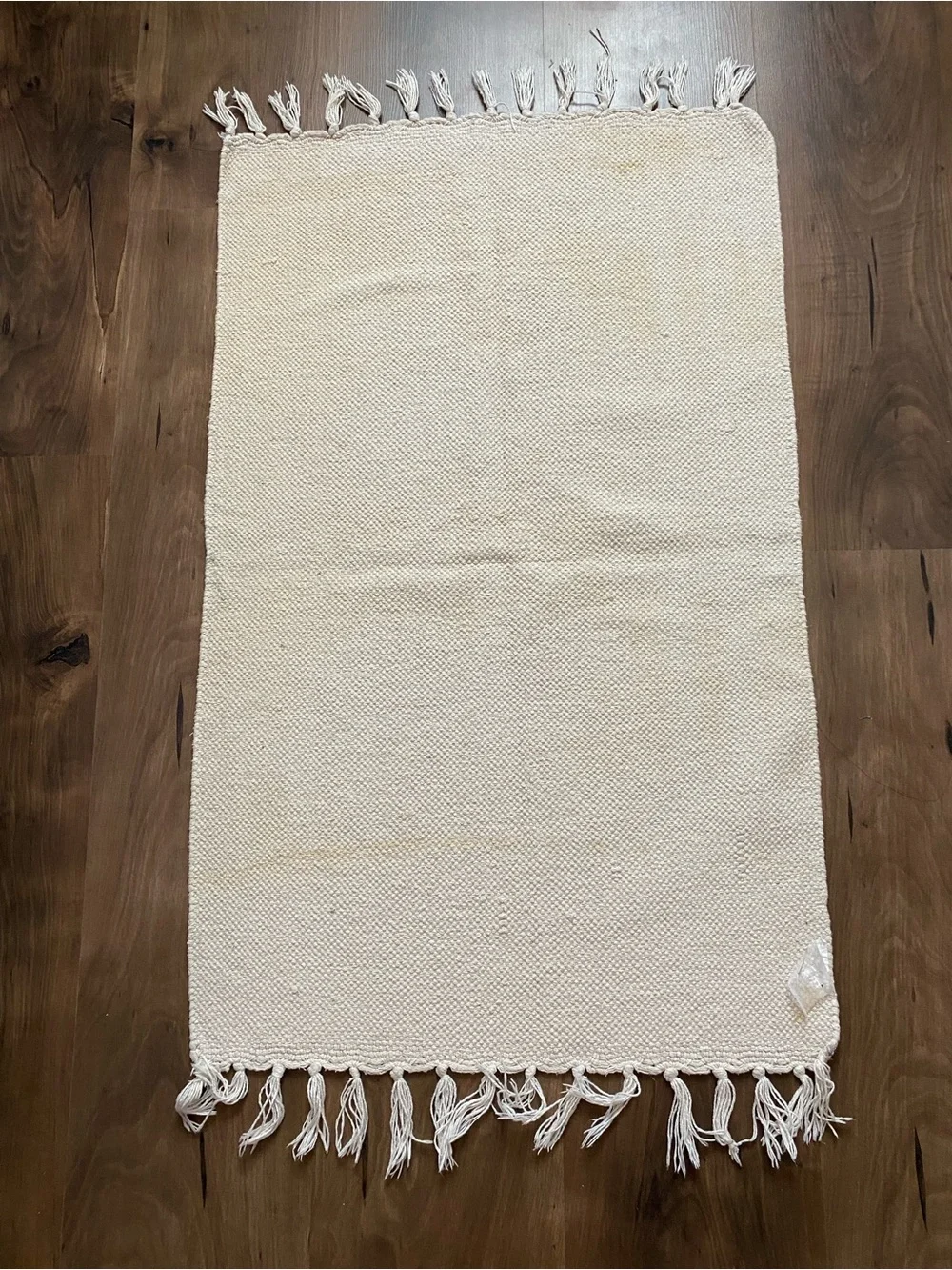 Neutral Fringe Cotton Mat - Soft Cream Rug